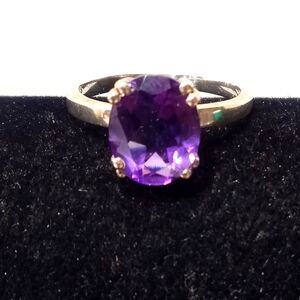 Amethyst Solitaire Ring 925 Sterling Silver Size 5.75 February Birthstone